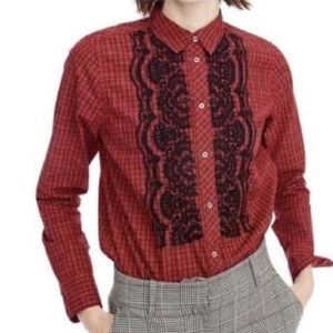 J. Crew |  Holiday Tartan Plaid Embellished Top